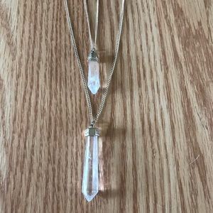 Long Layered Crystal Necklace